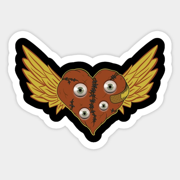 Weirdcore Aesthetic Winged Broken Heart With Eyes Sticker by Alex21